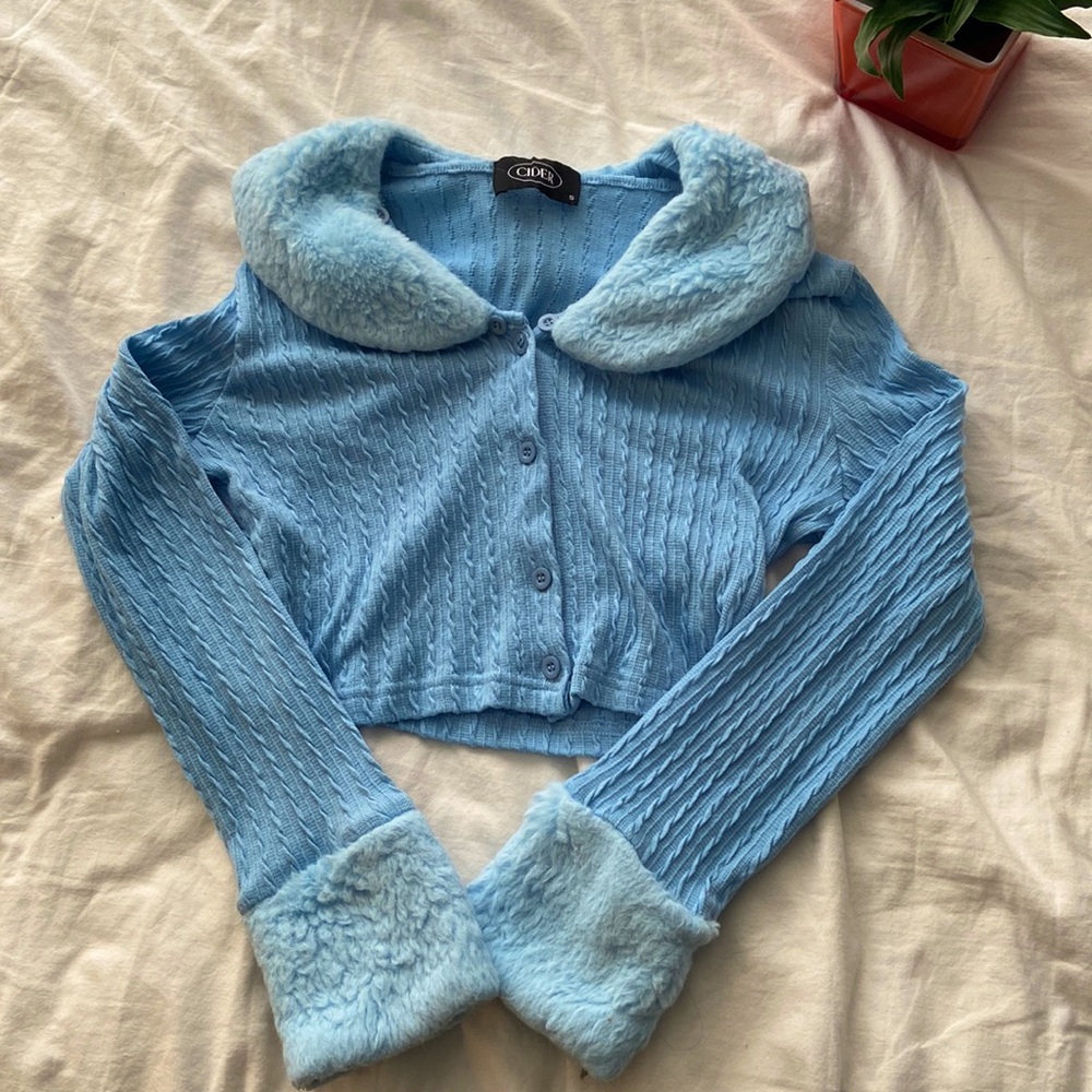 Fuzzy Faux Fur Cardigan - Size S